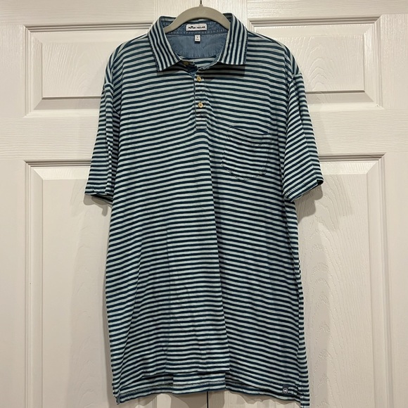 BUNDLE (2) Peter Millar Seaside Stripe Polos Mens Size Large - Picture 3 of 14